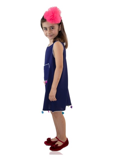 Mine Şile Bezi Çocuk Elbise Lacivert Lcvt