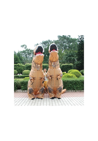 Şişme Dinozor Yetişkin Kostümü Cadılar Bayramı Şişirilmiş Ejderha Kostümleri Parti Karnaval Kostümü Kadınlar Erkekler İçin Kahverengi