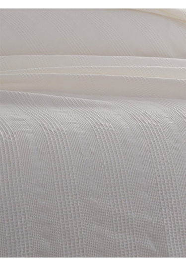 Tek Kişilik Waffle Pike 160x230cm, %100 Pamuk, Petek Tasarım, Krem Krem Krem