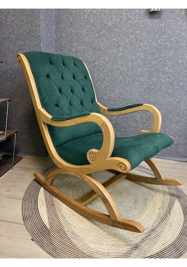 Asedia Rustik Naturel Natura Yeşil Sallanan Sandalye Dinlenme Koltuğu