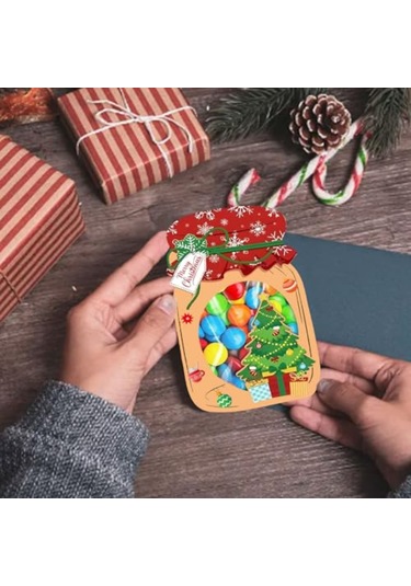 Geeksen 48 Adet Noel Temalı Şeker Sarma Kartı Seti - 8 Farklı Desenli Noel Baba, Geyik, Kar Tanrısı - Transparent Poşet Ve Çift Taraflı Bantlı - Noel Partileri, Hediyeler İçin