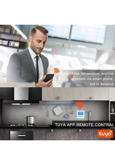 Novahub Tuya Akıllı Su/gaz Termostatı, Programlanabilir Sıcaklık Kontrolü, Google Home Uyumlu, Büyük Lcd Arka Aydınlatmalı
