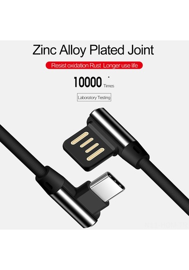 Suofeng 90 Derece Çift Eğimli Type-c Kablosu, Tpe Örgü, Hızlı Şarj Ve Veri Transferi, Samsung Galaxy S9/s8/note 8, Lg V30/g6/g5, Oneplus Uyumlu