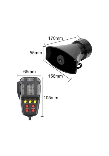 7 Sesli 100w Siren Mikrofonlu