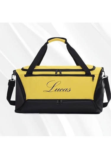 Sandwich Motion003 Kişiselleştirilebilir Sarı Font B Çanta, Geniş Kapasite, Islak-kuru Cebi Sarı