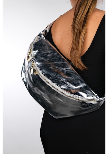 Luvishoes Venta Gümüş Kadın Büyük Bel Çantası Gümüş