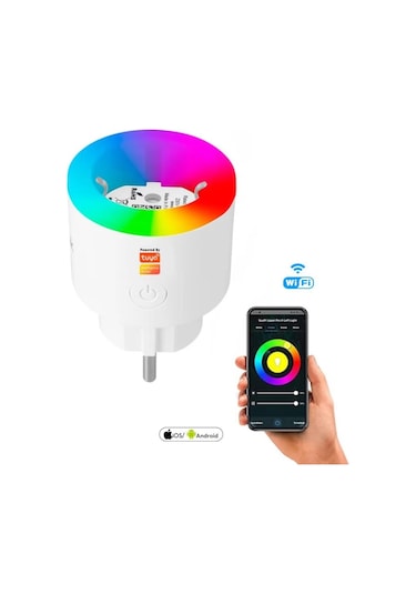 Fulltech Smart Plug FSM-2 2.4 G Wi-Fi RGB Işıklı Akım Korumalı Akıllı Priz