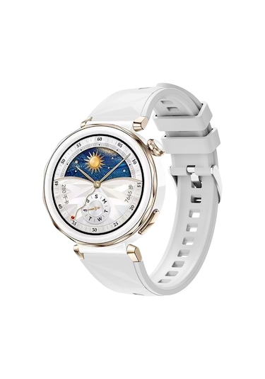 Kilifone - Huawei Watch Gt5 Pro 42mm Uyumlu - Kordon Silikon Kordon Strap Kayış Krd-129 - Beyaz