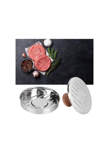 Konesam 304 Paslanmaz Çelik Hamburger Presi - Anti Yapışkan, Ergonomik Kolu İle Tam Dışar Hamburger Pişirme Aleti Diğer