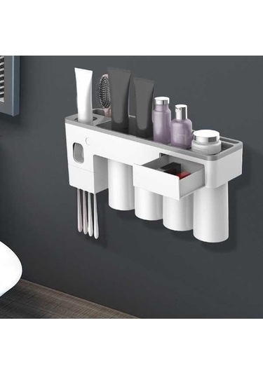 Bloomnest Lebıhmurah Bf625 Aile Manyetik Diş Fırçalama Suyu Yıkama Temizleyici Fincan & Diş Macunu Dispenseri Beyaz