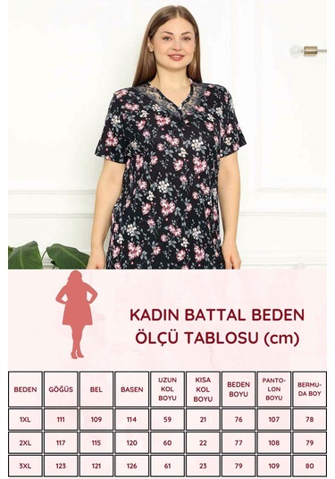Alimer Kadın Siyah Büyük Beden Bermuda Viskon Pijama Takm 2708b-s Siyah