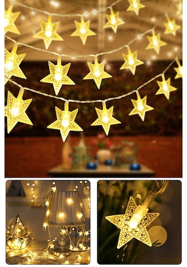 Technojet Dekoratif Yıldız Tasarımlı Yılbaşı Ağaç Süsleme Şerit Led Sarı