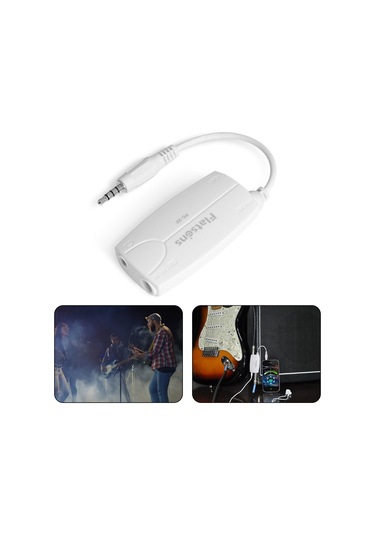 Yaozixa Gitar Ve Bas Girişli Akıllı Telefon/tablet Efekt Çevirici - 6.35mm Ve 3.5mm Çıkışlı Beyaz Adaptör