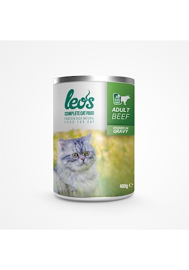 Leos Sığır Parça Etli Soslu Konserve Yetişkin Kedi Maması 6 x 400 G