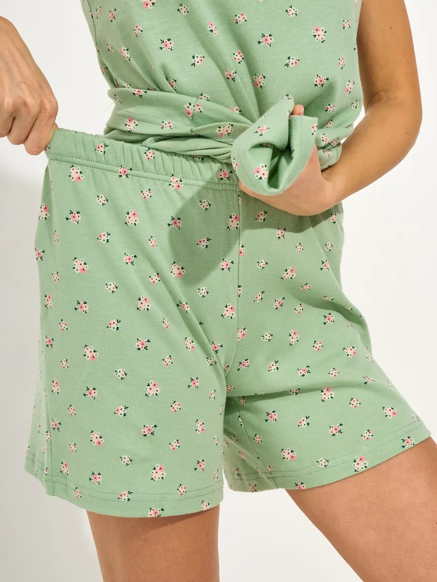 Dnz Yazlık Pamuklu Büyük Beden Atletli Şortlu Pijama 427588855 Yeşil