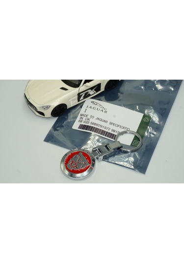 Dk Jaguar Uyumlu Panther Logo Kırmızı Krom Metal Çift Yön Anahtarlık