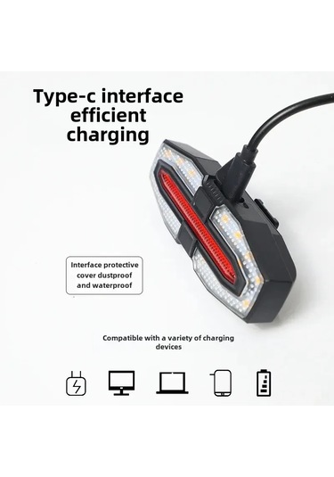 Youtek Siyah 1820 Usb Şarjlı Akıllı Kumanda Led Fren Lambası - Moto Sürekli Kullanıma Uygun, Sesli Sinyal Ve Su Geçirmez Gece Görünürlüğü Artırıcı