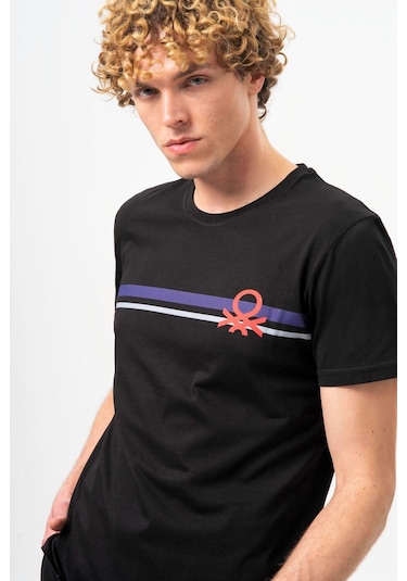 Benetton Bnt-m20478-23y Erkek T-shirt Siyah