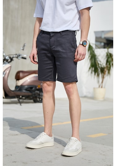 Antrasit Gri Renk Chino Erkek Şort Antrasit