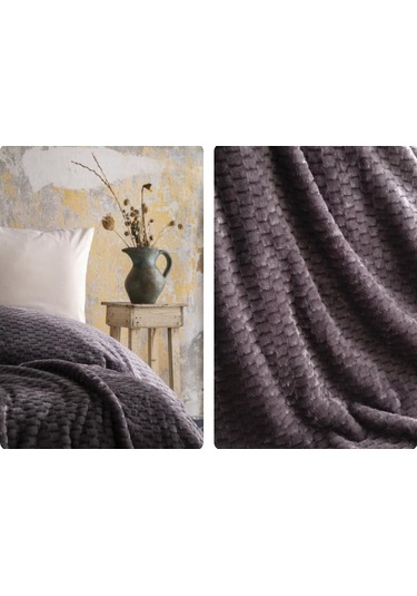 Ap Jakarlı Çift Kişilik Antrasit Trusty Battaniye 200 220 Antrasit
