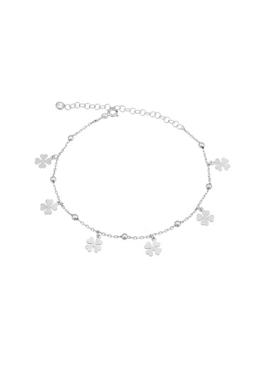 Brezza Lusso Jewelry Yonca Figürlü Sallantılı Gümüş Kadın Ayak Halhal Gümüş