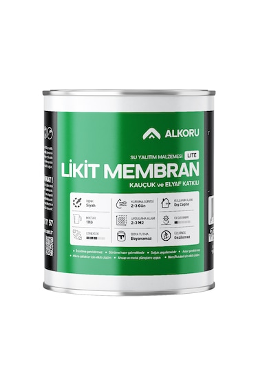 Alkoru 1 Kg Lite Likit Membran Kauçuk Ve Elyaf Katkılı