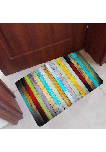 Esnature Rustik Ahşap Renkli Kapı Önü Paspası 45x70 Cm Çok Renkli