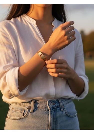 Altın Üçlü Kaburga Kelepçe Bilezik