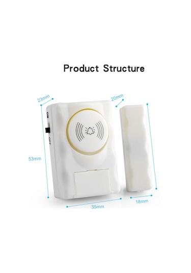 Neevoyu Ws-01 Model Ev Ofis Dükkan Kablosuz Pencere Kapı Alarm Sensörü 90db Sesli Giriş Koruma Cihazı