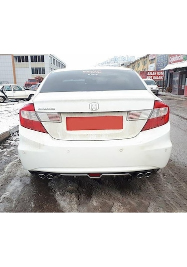 Honda Civic Fb7 Uyumlu Gri Difüzör 4 Krom Egzoz Görünümlü Difizör Arka Ek Body Kit
