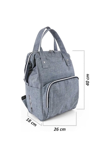 Tommybaby Anne Bebek Bakım Sırt Çantası Biberon Termoslu Sıvı Geçirmez Bebek Çantası Gri
