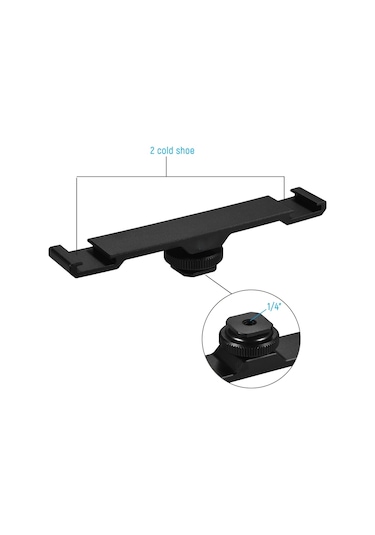 Teltree Ulanzi Pt-2 Cnc Aluminyum Çift Hot Shoe Uzantı Barı - Mikrofon Ve Led Işık İçin Profesyonel Video Çekimi, Tripod Uyumlu