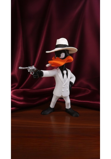 Looney Tunes Daffy Duck Figürü - Mafia Serisi Takım Elbiseli Özel Tasarım Biblo / Figür