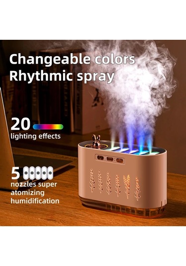 Techbloom Babıqt Nordic White Müzik Senkronizasyonlu Nemlendirici 7 Renk Led Işık Difüzör Otomatik Kapanma Usb İle Çalışan Ahşap