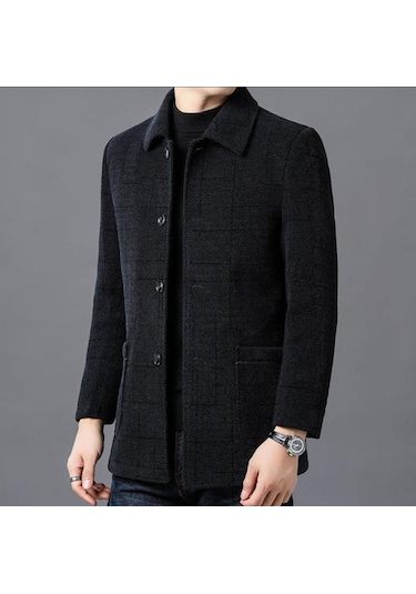 Erkek Sonbahar/kış Slim Fit Kaşmir Palto Kahverengi