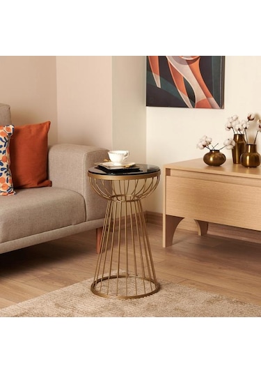 Begüsa Mantar Yan Sehpa - Antik / Siyah Antik / Siyah