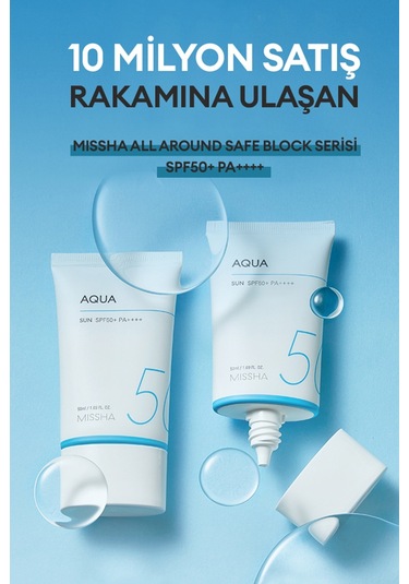 Missha Su Bazlı Nemlendirici Güneş Koruyucu Jel All Around Safe Block Aqua Sun Gel Spf50+/PA++++ 50 ML