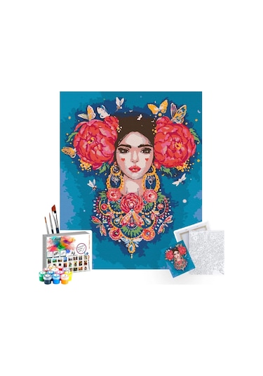 Sayılarla Boyama Seti 40 X 50 CM Tuval Şasesine Gerili Lady