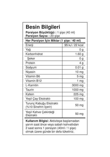 Bigjoy Thermonator L-Carnitine 3000Mg. 40 Ml.X 20 Adet - Karnitin