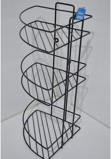 Siyah Üçlü Banyo Köşe Rafı Şampuanlık Köşelik Siyah