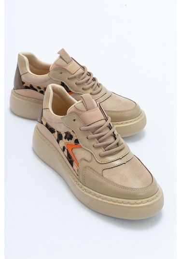Luvishoes Aere Bej Desenli Kadın Spor Ayakkabı Bej