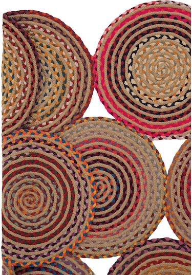 Cool Halı Luke 414 Renkli Yuvarlak Halı Bohem Örgü Hasır Kilim Dekoratif Mutfak Balkon Banyo Halısı