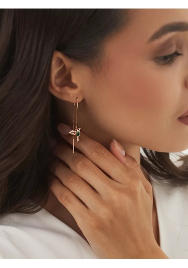 Marıola Uzun Sürgülü Küpeler Altın Kaplama Gümüş 925 Kuşlar 251889332 Altın