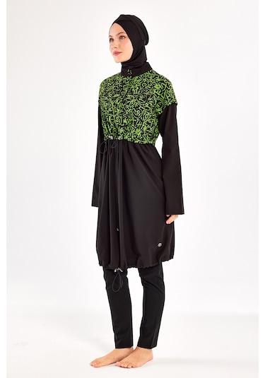 Spor Likra Tam Kapalı Tesettür Mayo Selına 1217 Siyah Siyah02 Siyah