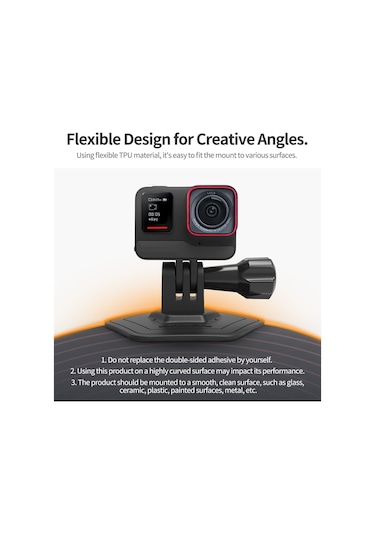Geeroyoo Aksiyon Kamerası Aksesuarı - Actıon 4/ınsta360 Go3 İçin Esnek Yapışkan Taban, Kask Ve Düz Yüzeylerde Kullanım