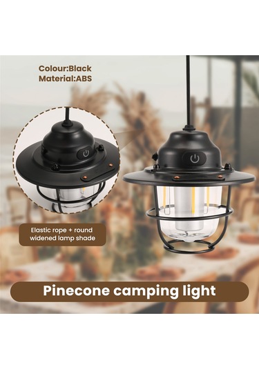 Açık Hava Aydınlatma Kamp Işıkları Şarj Edilebilir El Işıkları Siyah Siyah