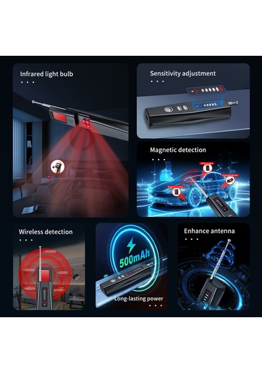 Kamera Dedektörü, Dinleme Cihazı Dedektörü, 5 Seviye Siyah