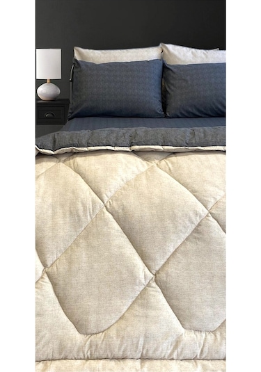 Alla Turca Lux Uyku Seti-tek Kişilik-lastikli Çarşaflı 2yastık Kılıflı-özel Çantada Antrasit/krem