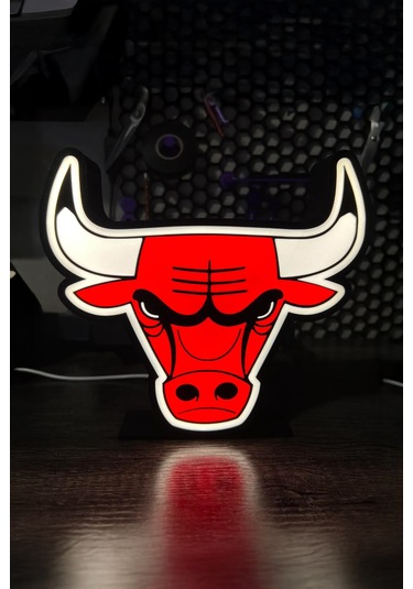 Chicago Bulls Dekoratif Aydınlatma Led Gece Lambası Çok Renkli