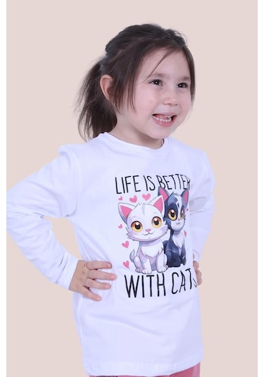 Fyk Kids Kız Çocuk Uzun Kol Sweatshirt Beyaz